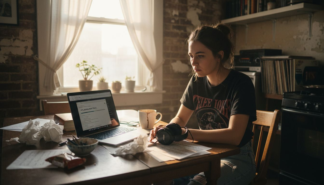 Musician uploading song on streaming platform