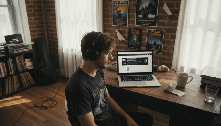 Musician uploads music to streaming platform