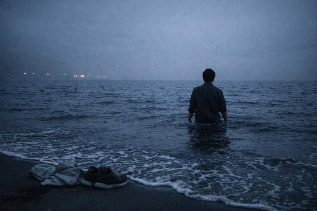 Symbolic shoreline image showing movement through uncertainty and emotional transition