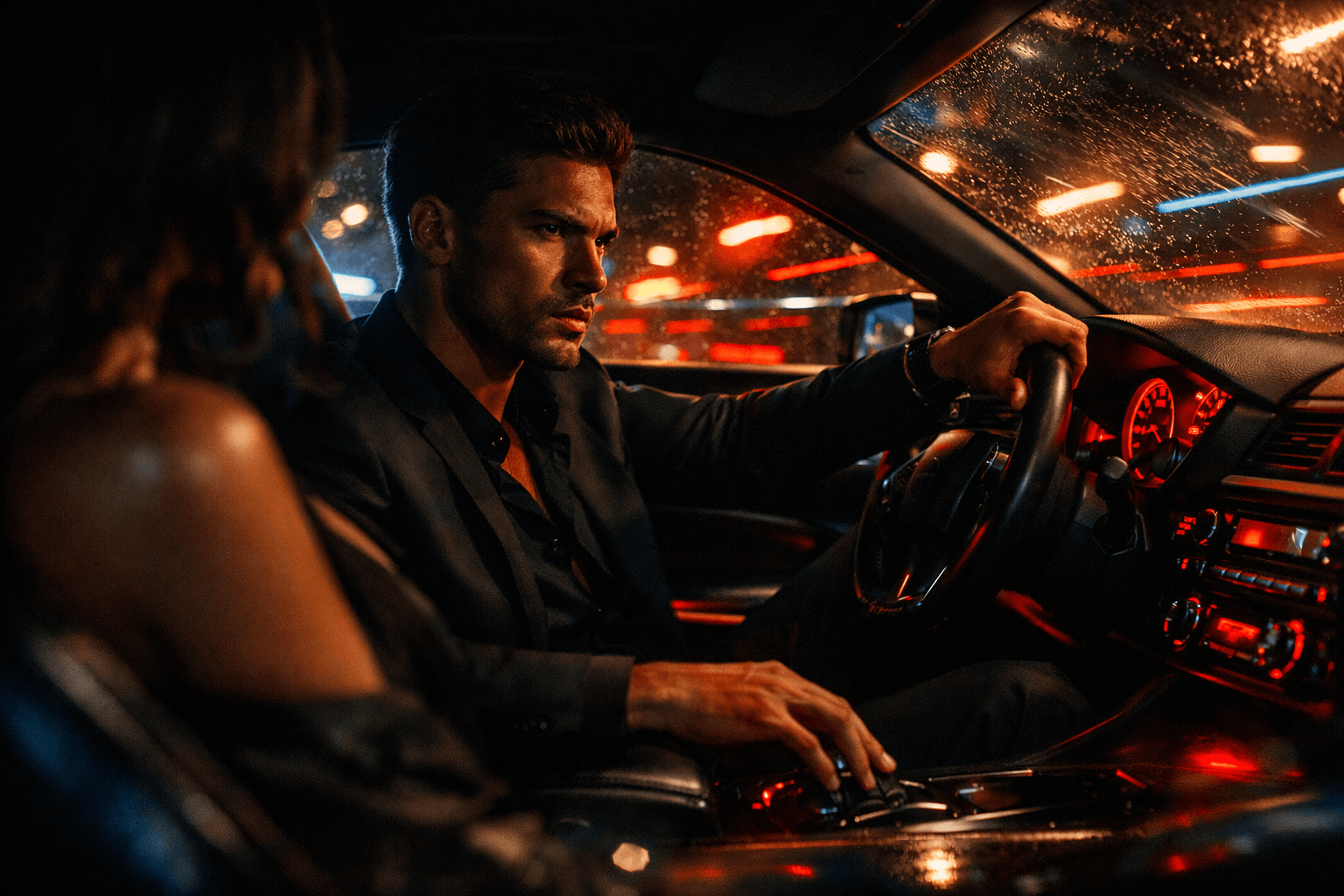 Cinematic night-drive scene symbolizing Don Toliver’s “Body” as lust, speed, and emotional overdrive.