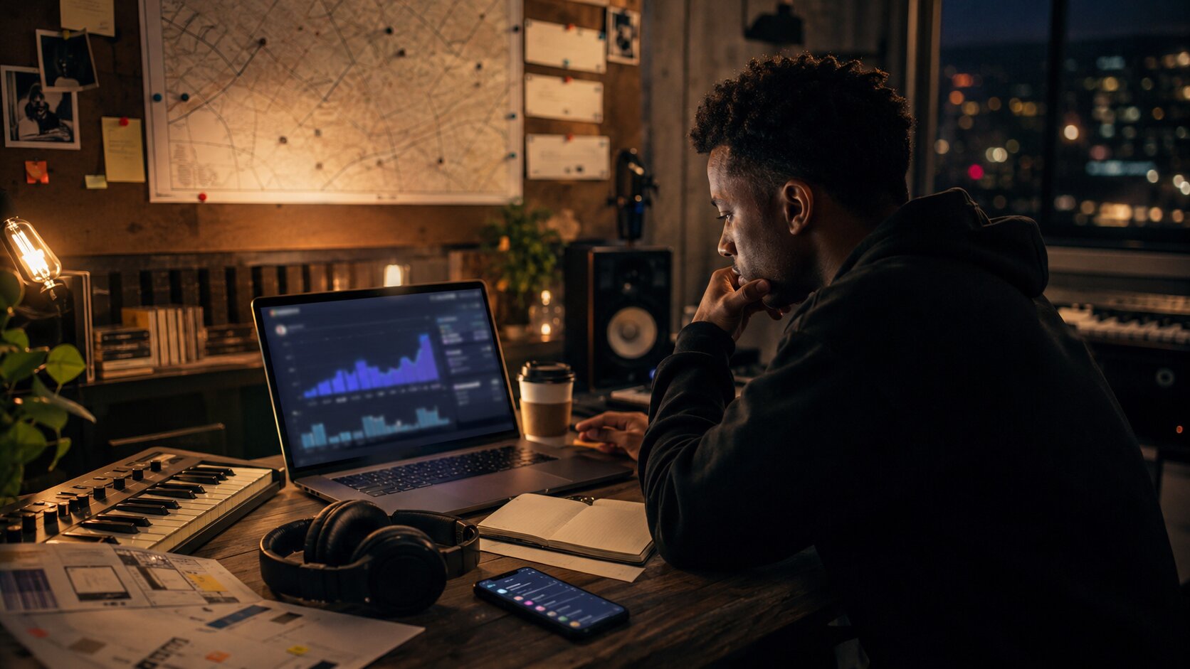 Creative focus in a night studio
