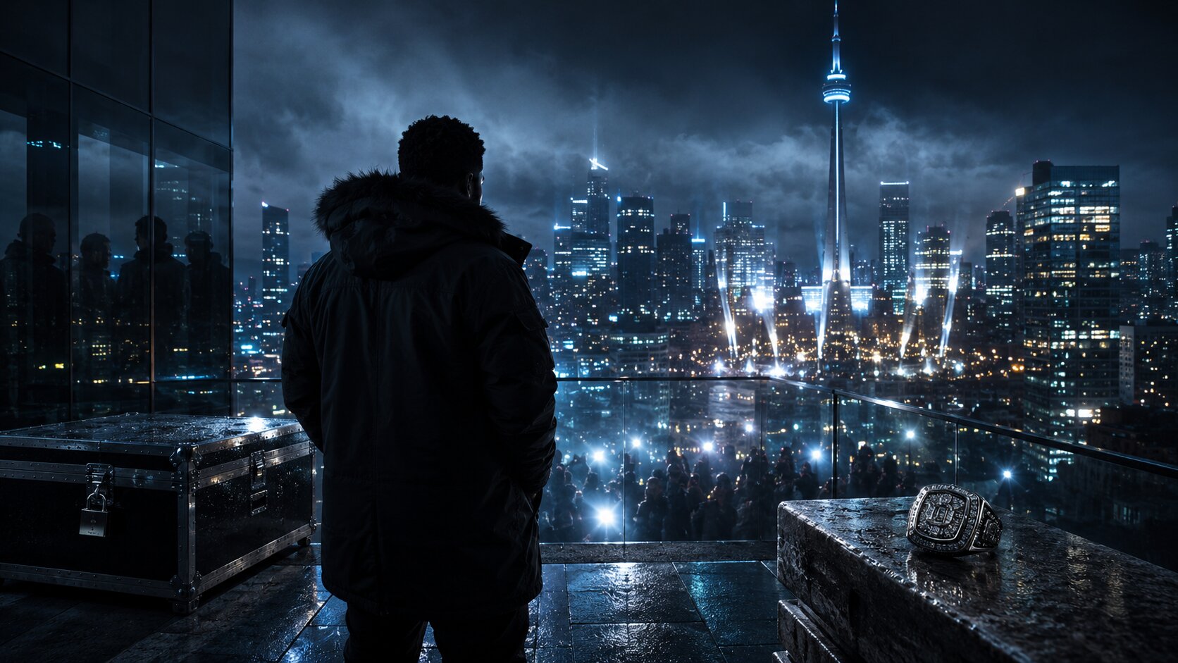 Solitude over a cyber-noir city