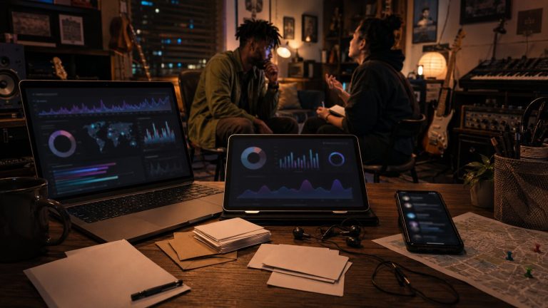 Creative workspace in a cozy studio