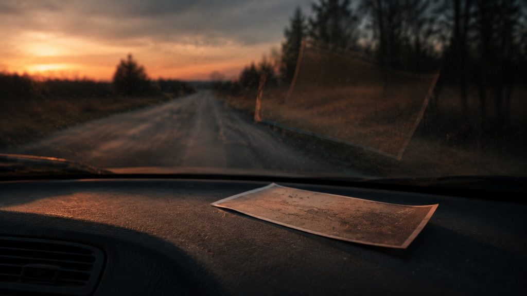 Dusty old photograph on a car dashboard symbolizing unresolved love in Ella Langley and Morgan Wallen’s “I Can’t Love You Anymore”