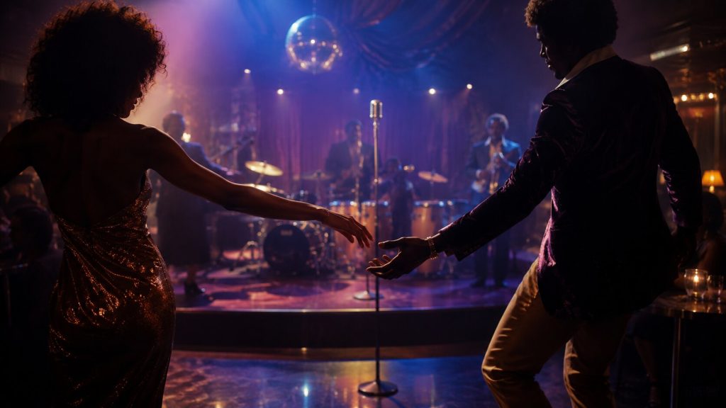 Retro soul dance at a smoky lounge