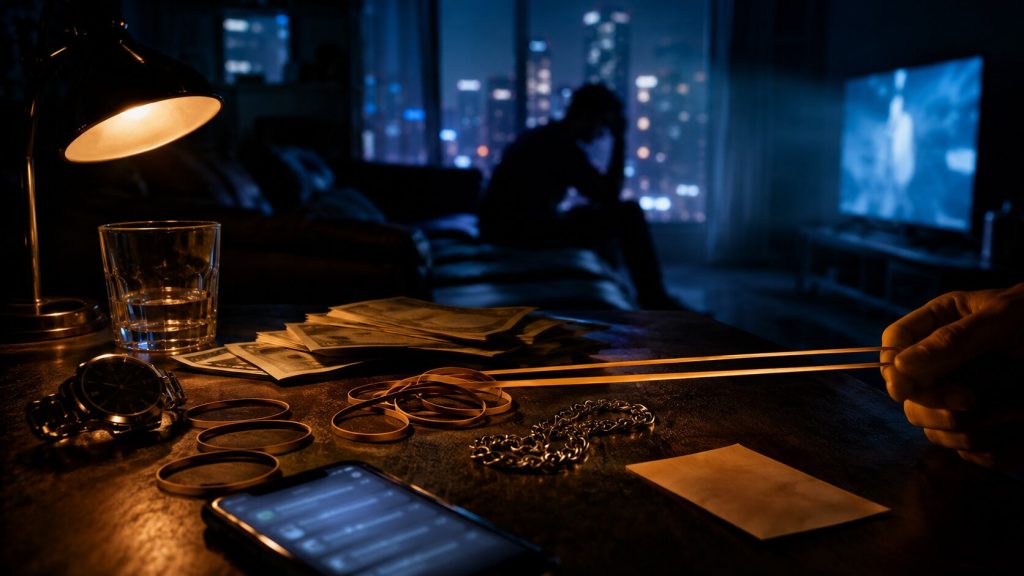 Moody night in a city apartment