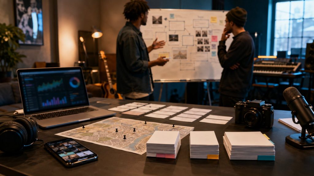 Creative brainstorming session in motion