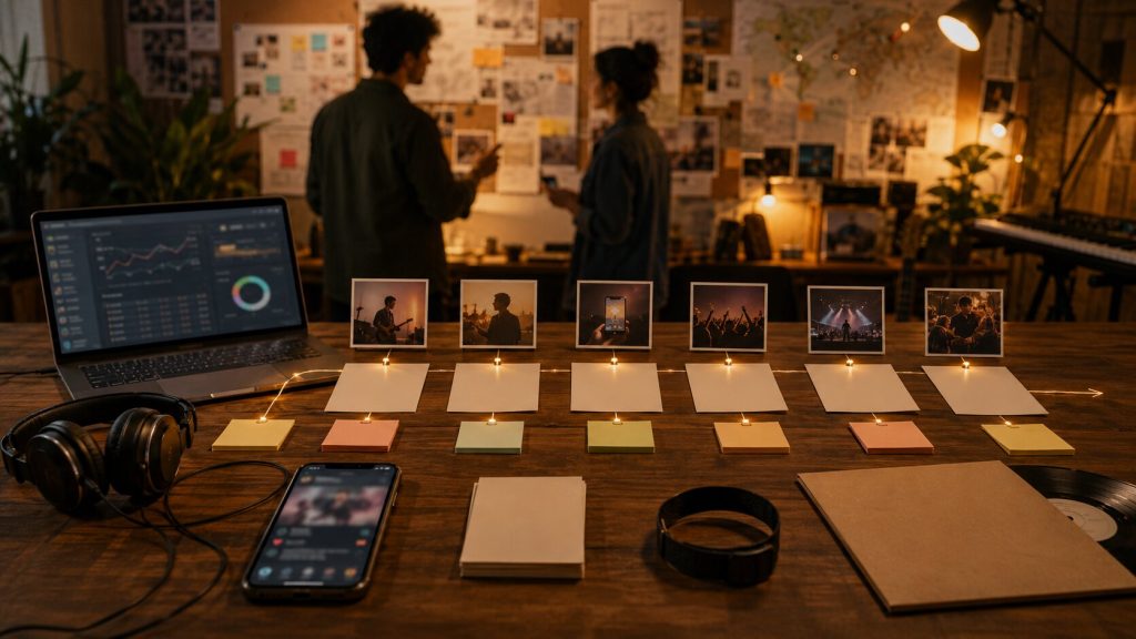 Creative workspace with strategy flow