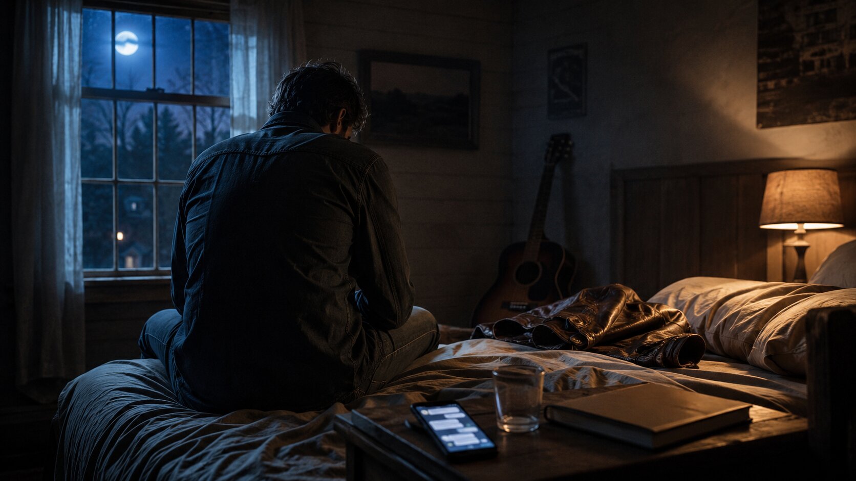 Contemplative night in a rustic room