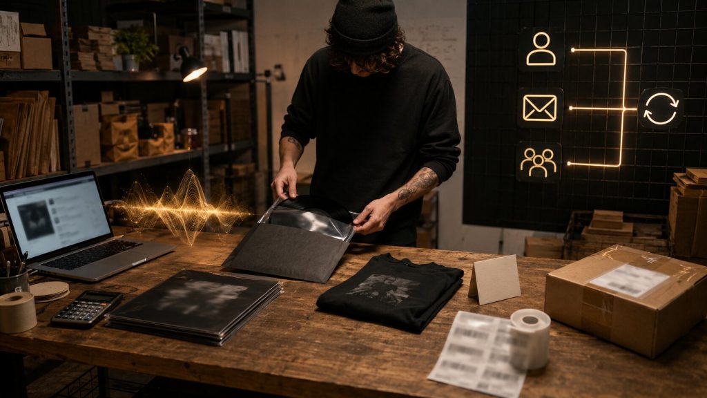 Packing vinyl in a warm studio