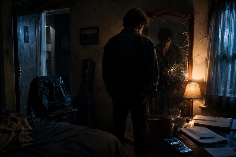 Reflecting solitude in a dim room