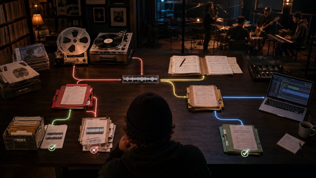 Cinematic Music Studio Workflow Infographic