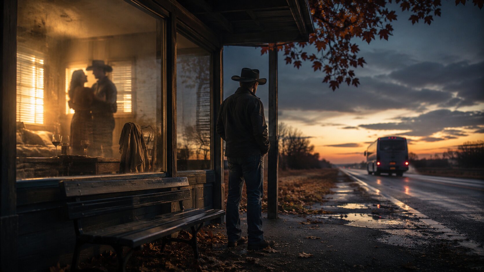 Cowboy at the Window at Dusk