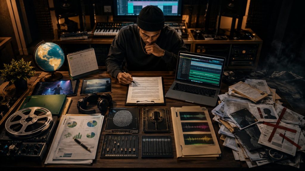 Music Producer Reviewing Studio Contracts