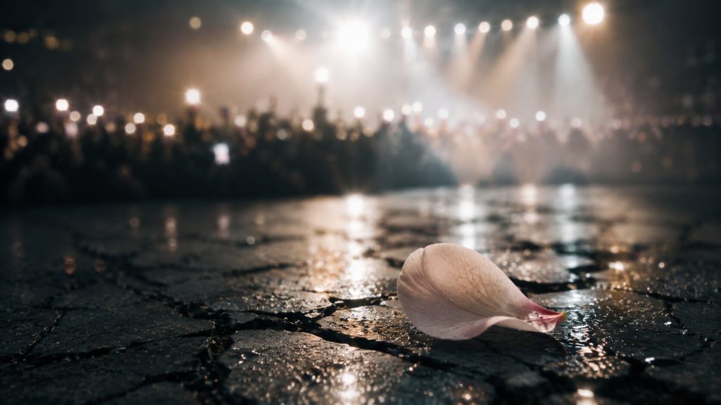 Petal on Rain-Soaked Pavement