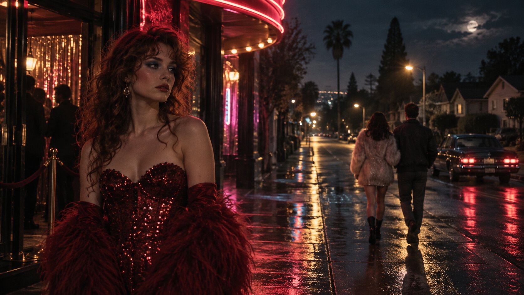 Neon Nightclub Glamour and Departure